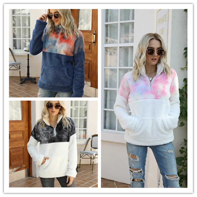 

European and American urban ladies winter fashion coat wool mixed fur long-sleeve loose jacket British style casual warm jacket