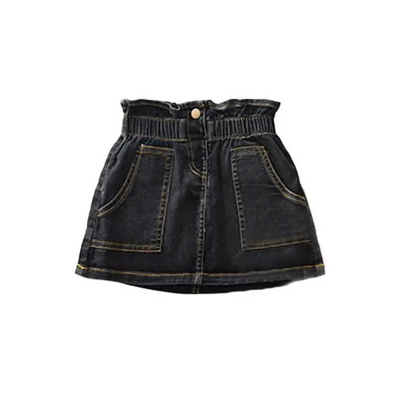 Darkgrey Welaken/юбки для девочек; коллекция года; джинсовая юбка для маленьких девочек; Летняя джинсовая юбка для маленьких детей; юбки для маленьких девочек - Цвет: Darkgrey