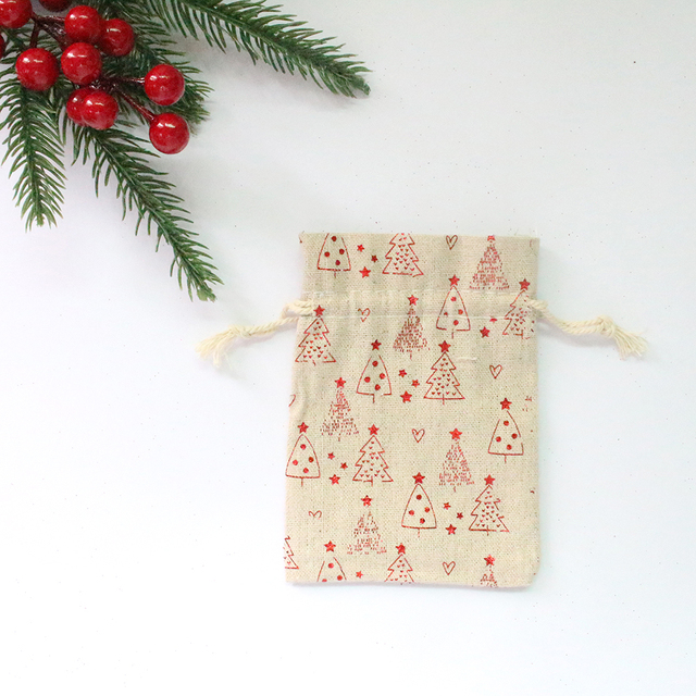 Bird New Year Bag Jewelry Sachet Packing Organizer Christmas Pouches 10Pcs/Lot Santa Gift Drawstring Bag Can Print Logo