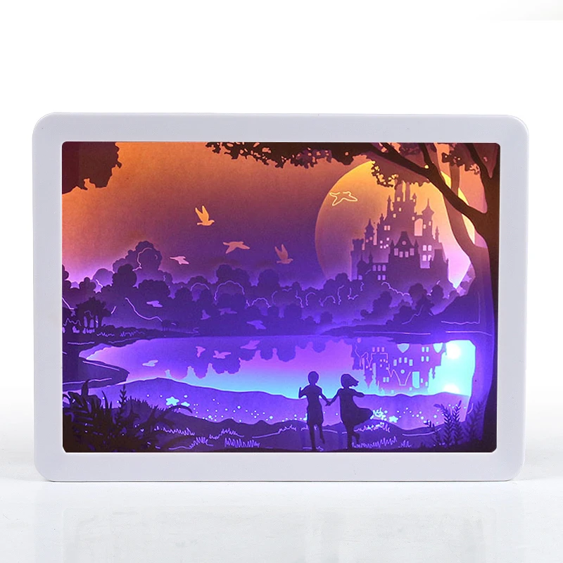 A Creative 3D Paper Carving Night Lamp Small Art Decorative Night Light Table Light For Holiday Christmas Decoration Romantic Gift - Испускаемый цвет: A
