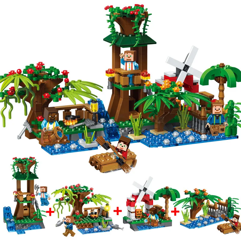 4в1 416 шт детские строительные блоки игрушки Совместимые Legoingly Minecrafte джунгли