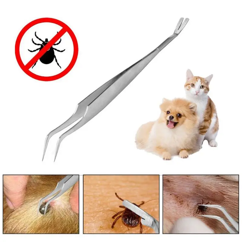 2 in 1 Stainless Steel Tick Tweezers Professional Quick Tick Removal