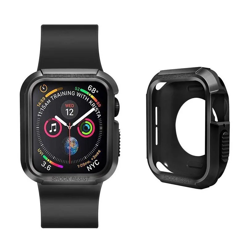 

Rubber cover Case for apple watch 4 band Apple Watch 4 40MM 44MM Protective TPU Strong Cover Screen Protector Cover