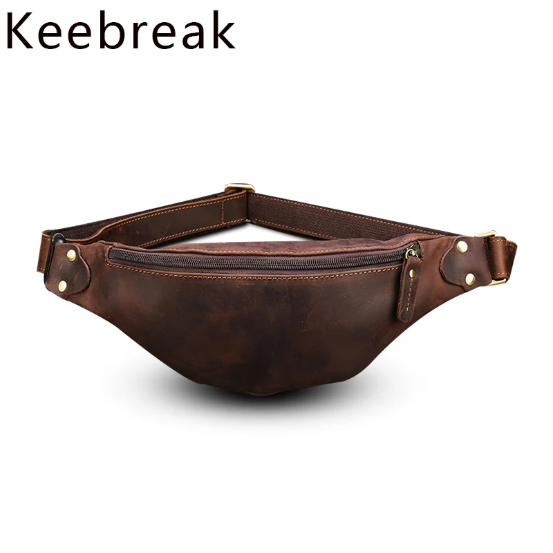 Кожаные поясные сумки Keebreak для мужчин из натуральной кожи Крейзи Хорс винтажная