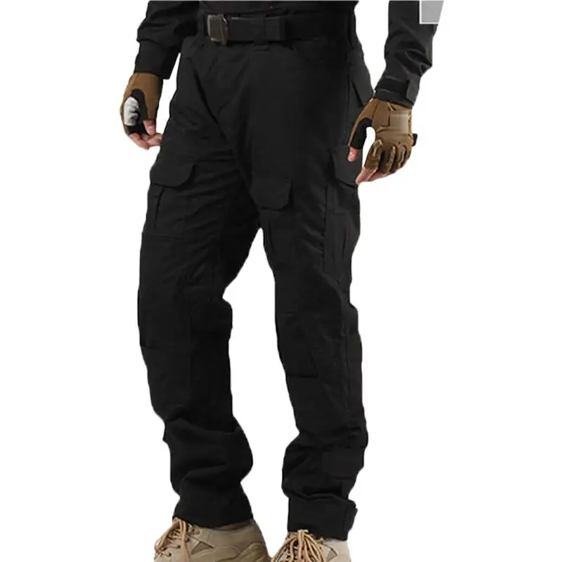black Военные тактические штаны, мужские камуфляжные Pantalon, лягушка, брюки карго, наколенники, рабочие брюки, армейские охотники, боевые брюки - Цвет: black