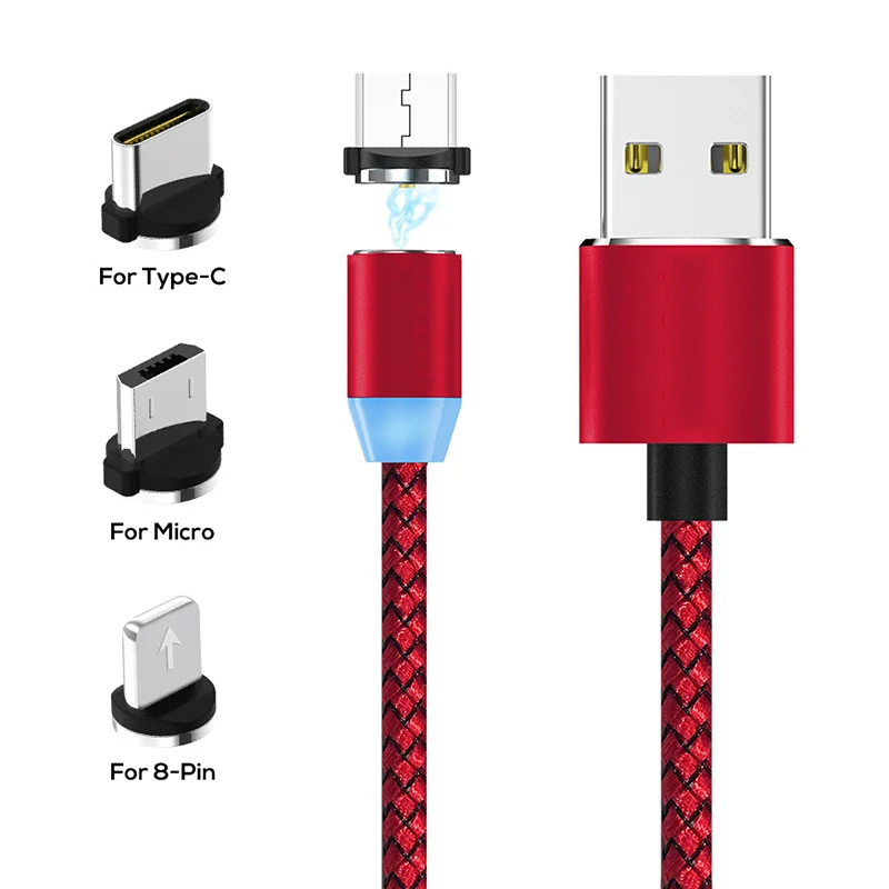Магнитный кабель, usb-кабель для iPhone, samsung, кабель для быстрой зарядки и передачи данных, магнитное зарядное устройство для устройств Micro type-C, 1/2 метров