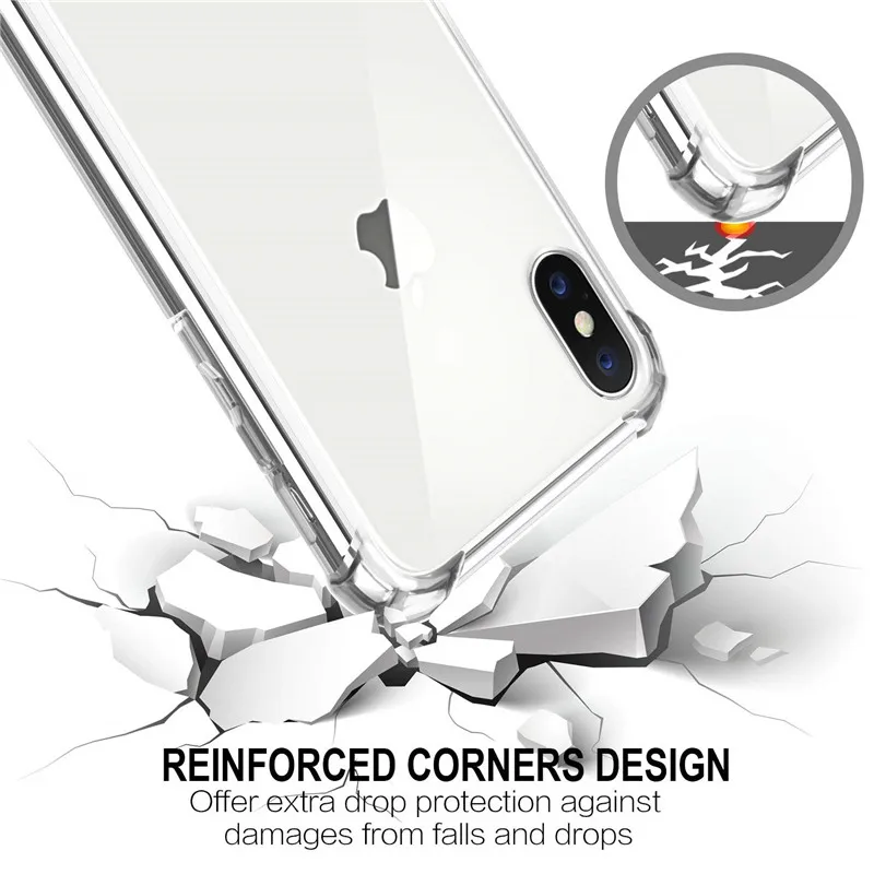 Роскошный противоударный силиконовый чехол для телефона для iPhone 11 pro max 6 6s 7 8 Plus X XS XR XSMAX прозрачная защита от падения