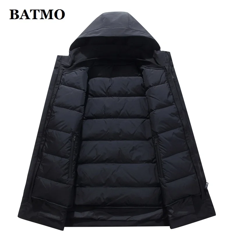 BATMO 80% Белые куртки с капюшоном на утином пуху для мужчин, мужские толстые пуховики, большие размеры M-4XL 967