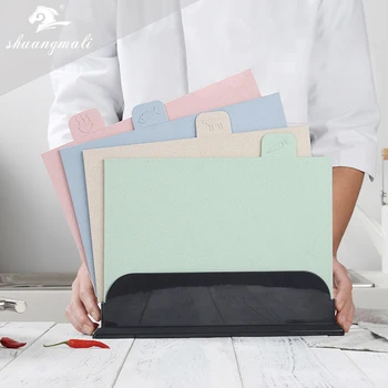 

4PC Natural Wheat Straw Cutting Board Non-slip Kitchenware Chopping Board Household Vegetable Meat Cooking Tools Kitchen Board