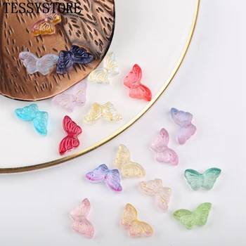 

TESSYSTORE 10pcs Lampwork Beads Mini Butterfly Shape Multi Gradient Color Glass Beads For Jewelry Making Handmade Accessories