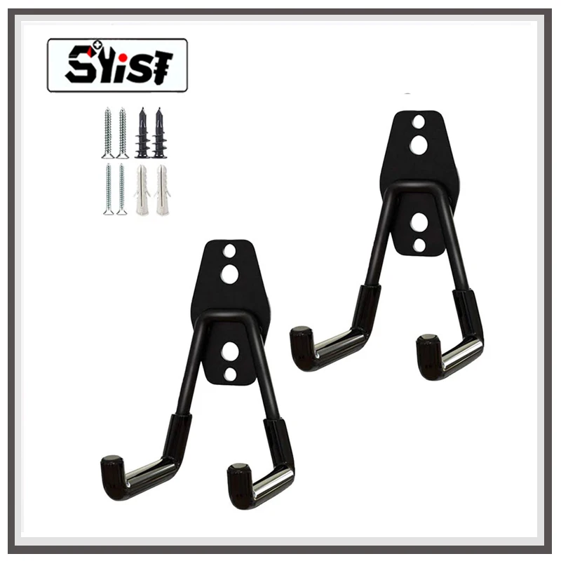 2 Pack Garage Hooks Heavy Duty Steel Storage Hangers for Garage Wall Mount Anti-Slip Utility Hooks for Bike Garden Tools Ladders