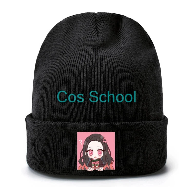 Cos School Kamado Tanjirou Nezuko шерстяные шапки Demon Slayer Kimetsu no Yaiba вязаная шапка Agatsuma Tomioka Giyuu зимняя теплая шапка
