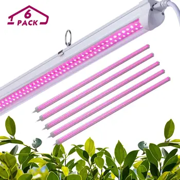 

LED Grow Light,T8 Integrated Growth Tube Lamp 4ft 45W(96W Equivalent), Full Spectrum, Double Row, Linkable Design, Plant Lights