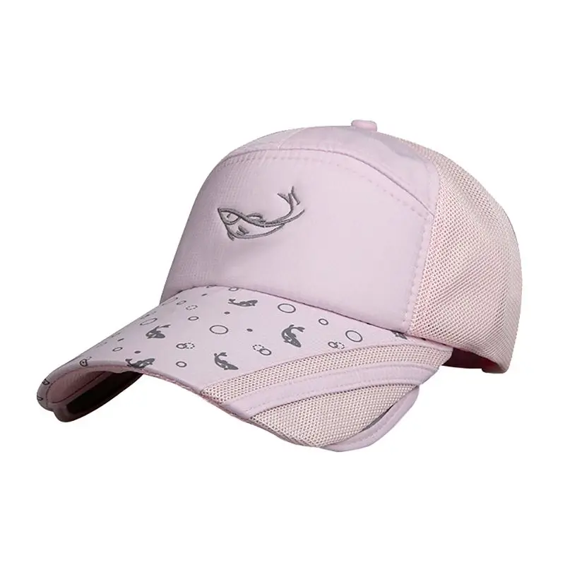 Fishing pink Шляпа для гольфа, бейсболка, открытый солнцезащитный козырек, спортивный солнцезащитный козырек, вышитый принт, один размер, хлопок, унисекс, Регулируемая шляпа с защитной сеткой - Цвет: Fishing pink