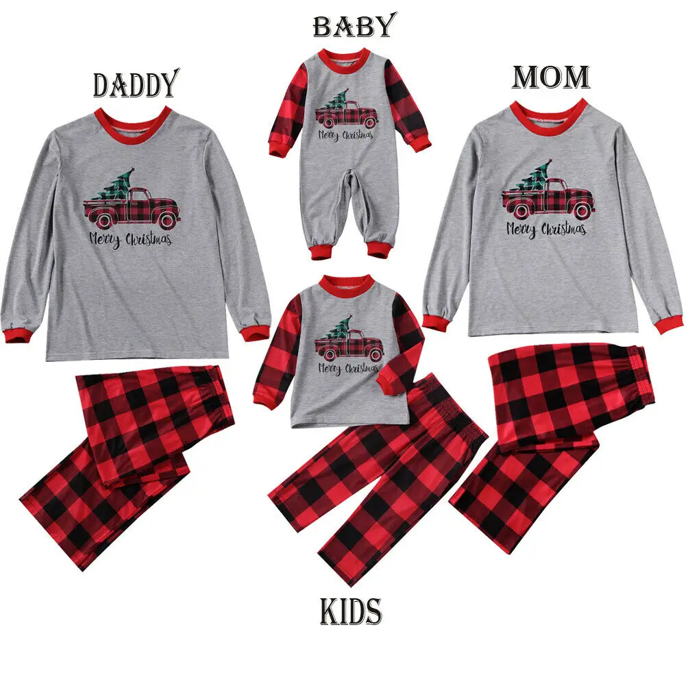 Christmas Xmas Family Matching Pajamas Set Xmas Adult Kids Sleepwear Nightwear Gift