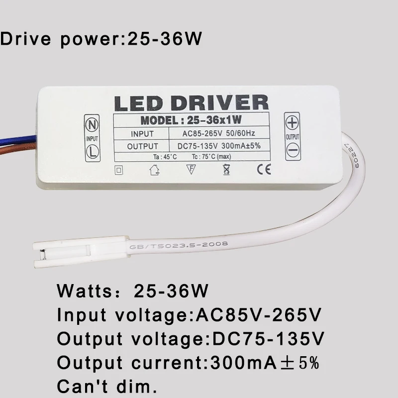 LED Driver 300mA 1W 3W 5W 7W 12W 18W 20W 25W 36W per unità di alimentazione LED AC85-265V trasformatori di illuminazione per luci elettriche a LED