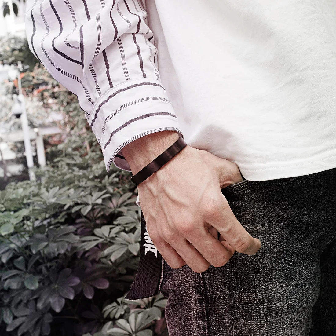Stainless Steel Bracelet Men Statement Cuff Bangles Fashion Male Jewelry Father Gift