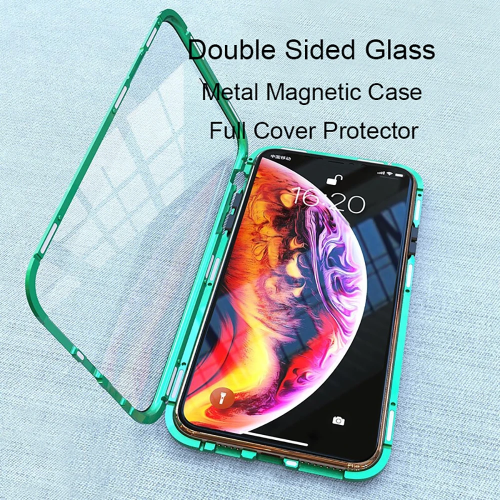 Eqvvol металлический магнитный чехол для iPhone 11 Pro MAX, двухсторонний стеклянный Магнитный чехол для iPhone XS MAX XR X 7 8 Plus, прозрачный чехол