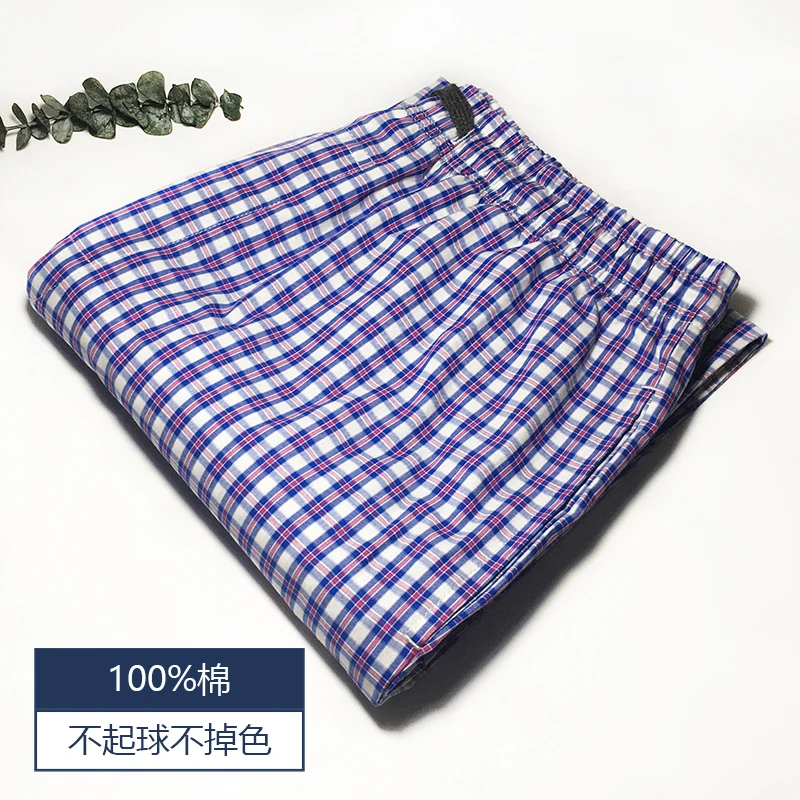Summer 100% cotton sleep bottoms mens simple sleepwear pants for male hot sale casual plaid mens pants home trousers