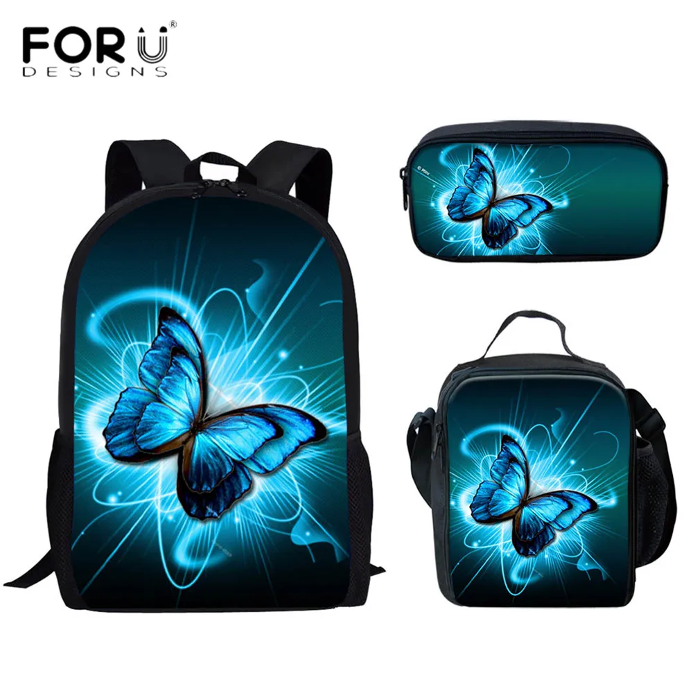 FORUDESIGNS/школьные сумки для девочек подростков Красота бабочка животный принт 3