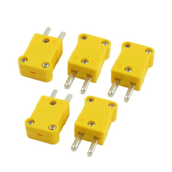 

5 Pcs Yellow Plastic Case Flat Male 2-Pin K Type Thermocouple Wire Connector