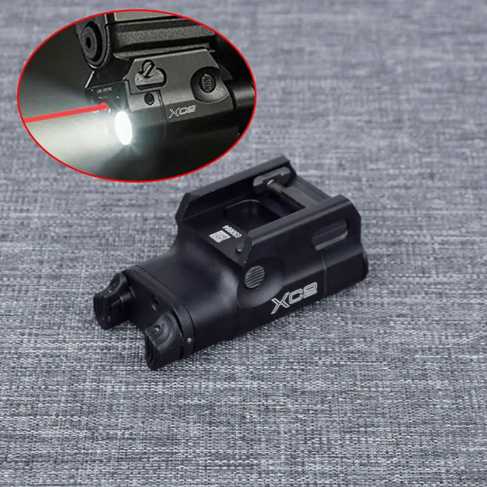 Tactical XC2 Ultra Laser Light Compact Pistol Flashlight Combo Red Dot Laser LED MINI White Light 200 Lumens Airsoft Flashlight