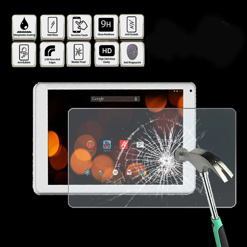

Tablet Tempered Glass Screen Protector Cover for Argos Bush Spira B1 10" - Anti Fingerprint Screen Film Protector Guard Cover
