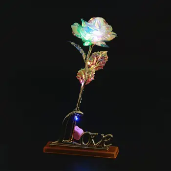 

24k Gold Rose Flower LED Light HOT Beauty And The Beast Gold-plated Red Rose Three Lighting Modes Rose Valentine's Day Birthday
