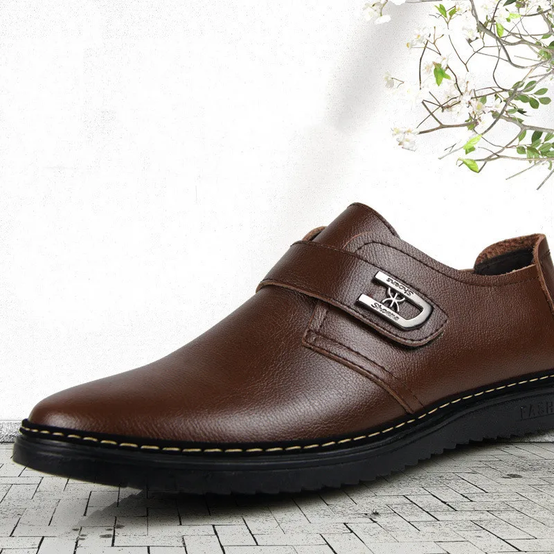 

Pop Summer Pop Men Shoes Business Casual Men Flat Dress Shoes Men Dress Shoes Leather Men Casual Natural Leather Loafers 698