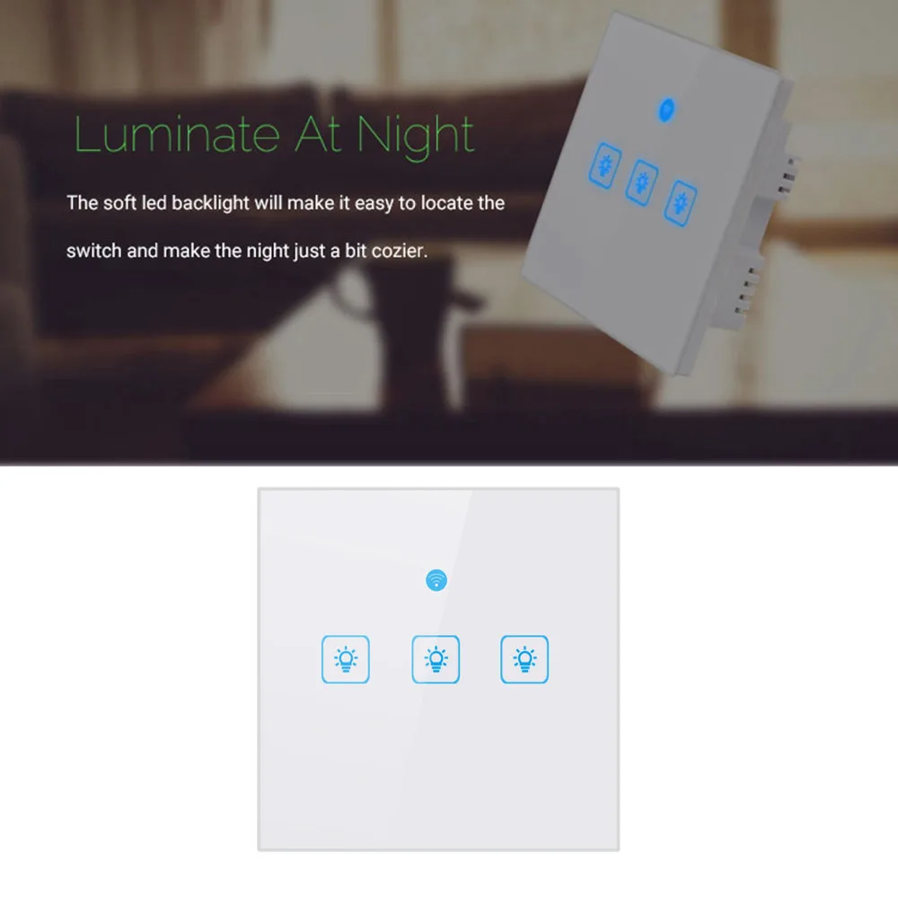 Великобритания умный WiFi Трехходовой кнопочный переключатель для Amazon Alexa/Google Home App control