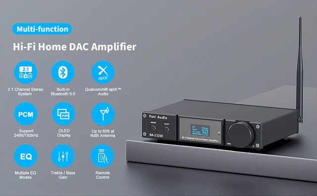 Fosi Audia2120c-ヘッドセット付きBluetoothアンプ,120W x 2