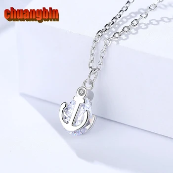 

100% Genuine S925 Sterling Silver Anchor Necklace Female Fashion Korean Style Small Design Micro-inlaid Zircon Clavicle Chain