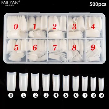 

1 Box + 500pcs Tips Natural Color Half Cover False French Fake Nail Art Artificial Acrylic Gel UV Manicure Set DIY