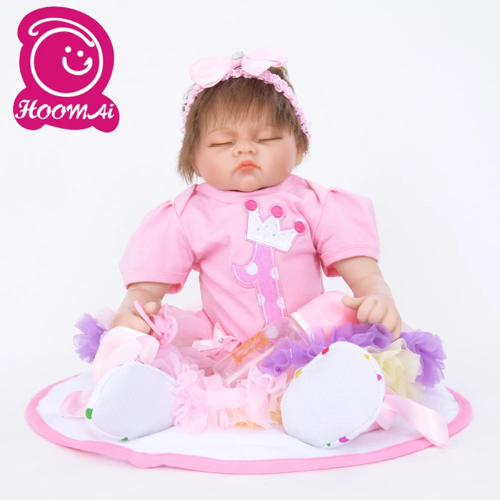 Милый спящий реалистичный укоренистый мохер Bebe Reborn Baby Dolls 18 дюймов мягкая