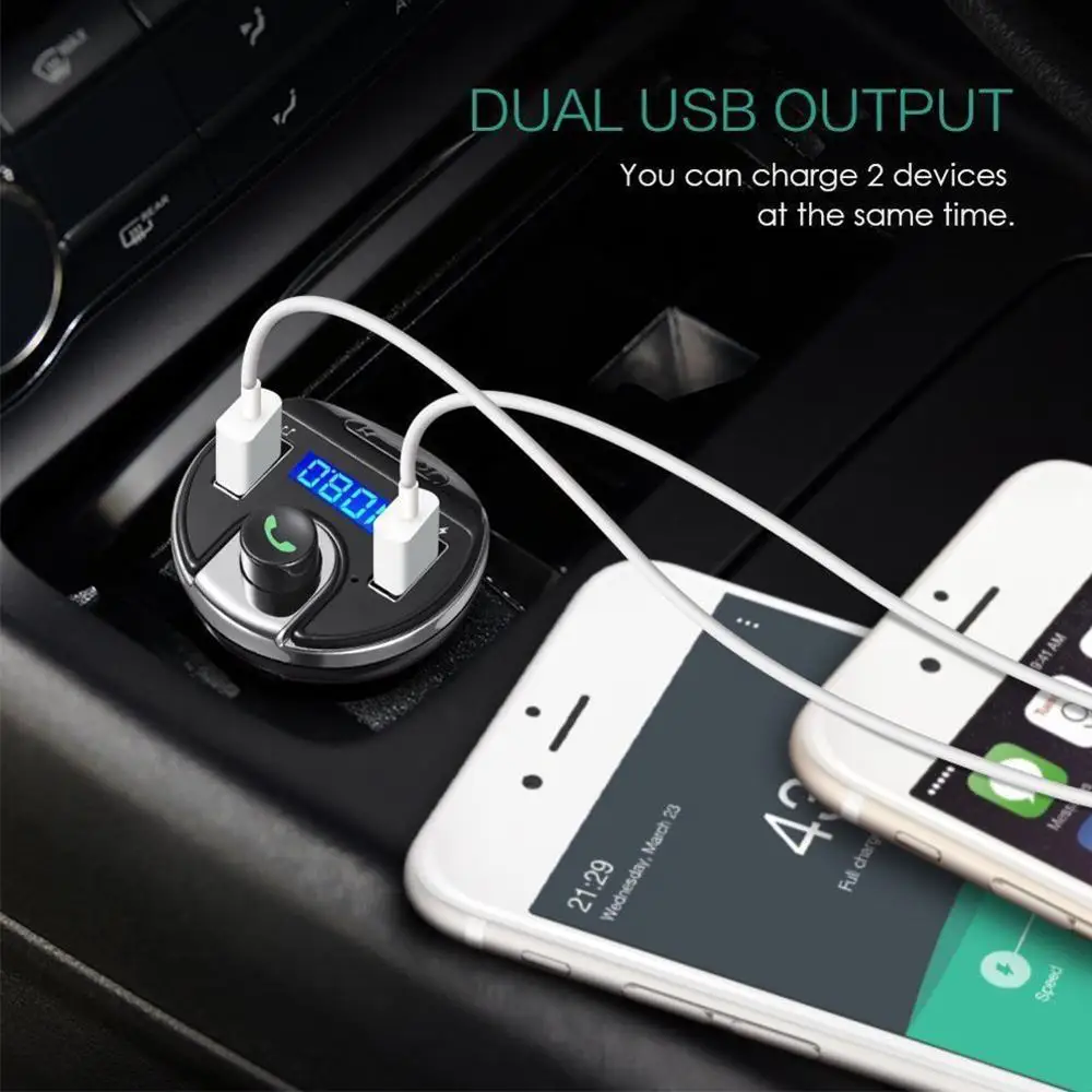 Беспроводной автомобильный Bluetooth fm-передатчик MP3 радио адаптер автомобильный прикуриватель USB зарядное устройство