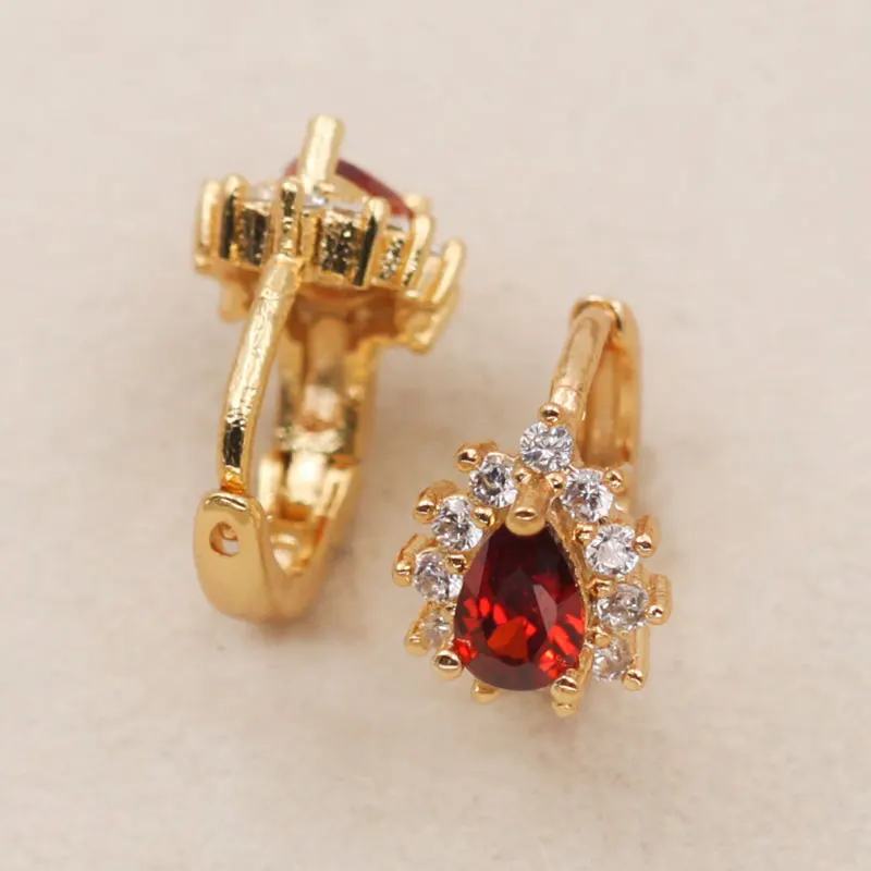 Fashion Jewelry Women Earrings Bohemian Jewelry Indian Style Flower Luxury Ear Rings Big Gem Zircon Gold Earrings OBS1318