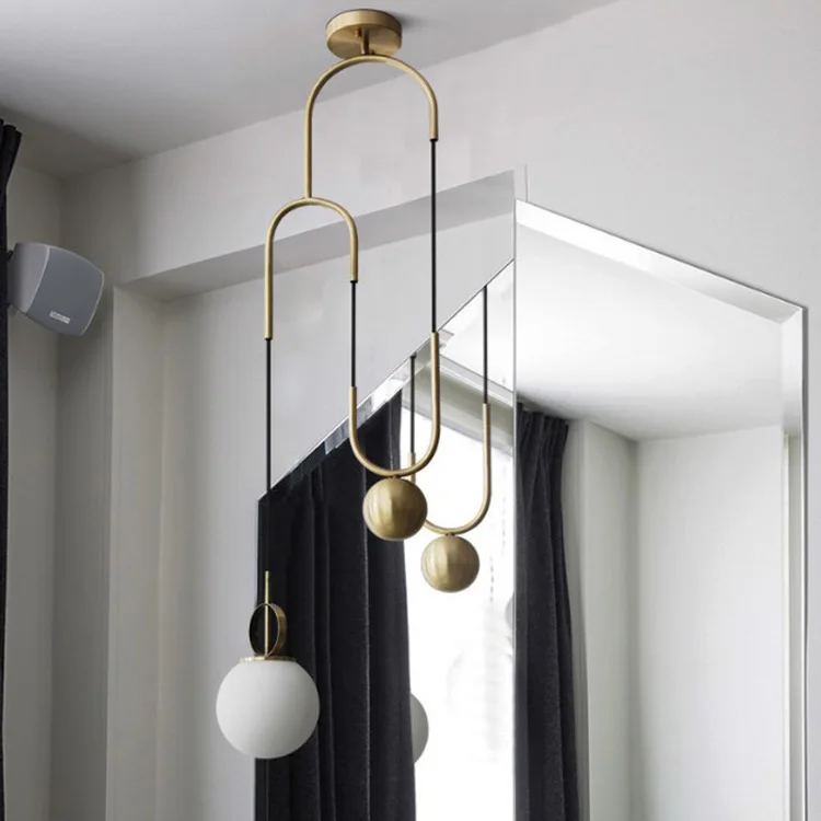 

Nordic Design Rose Gold Glass Ball Pendant Light Creative Design Aisle Living Room Bedside Dinner Decro Led Light Fixtures deco