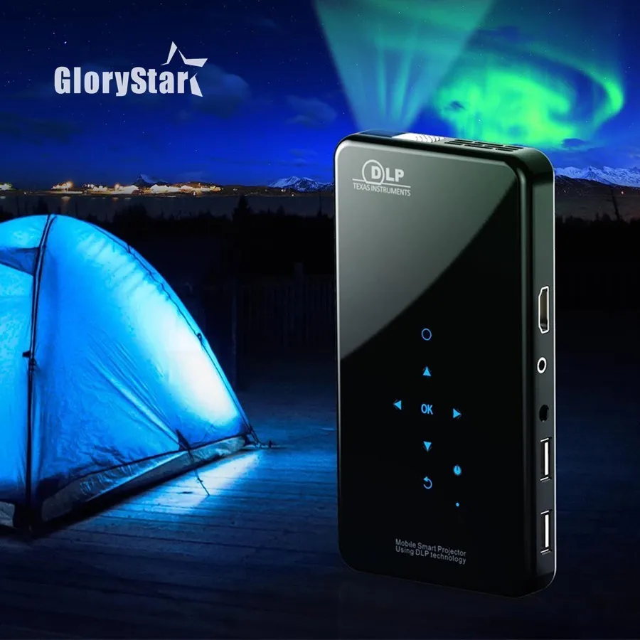 Проектор GloryStar Mini X2 PhoneSize Hd Ac3 Android Wifi Dlp Smart Beamer Bluetooth батарея Встроенный Airplay
