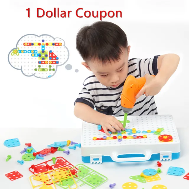 Kids Drill Toys Puzzles For Children Fun Assembled Building Play Toy Creative Educational Game Electric Drill Screws Puzzle 2