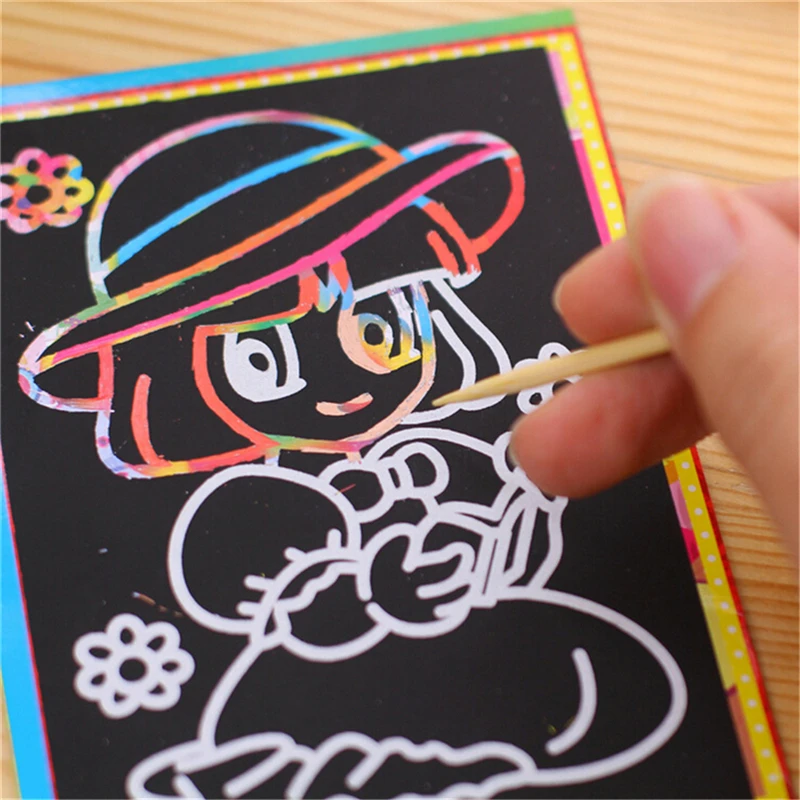 

Scratch Art Paper Scraping Painting Education For Children Gift Creative Imagination Development DIY Drawing Toy 9*12CM