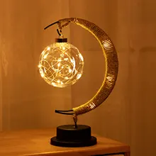 

LED Moon Sepak Takraw Lamp Line Rattan Handmade Hemp Rope Wrought Iron Night Light Home Decoration Sleeping Lantern Light