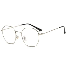 Новинка, плоские очки Blu-ray, оправа, Ретро стиль, полигон, металл, синий светильник, блокирующие очки, повседневные, дикие, художественные, модные, унисекс, компьютерные очки