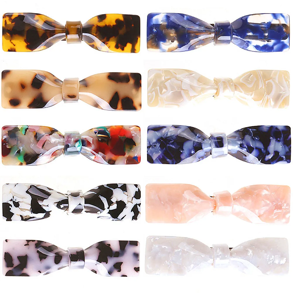 

Korean Style Acetate Bow Hair Clip Elegant Leopard Print Long Barrette Women Styling Tool Seaside Clip Hair Acccessories