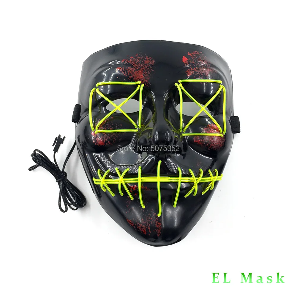 Маска подарок для взрослых женщин мужской Хэллоуин Декор страшное лицо светодиодная светящаяся маска EL Wire монстр Дьявол устрашающая маска