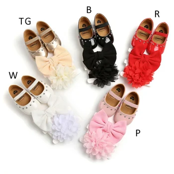

Baby Girl Rivet Sweet Princess Toddler Shoes Free Hair Accessory Two Set 0-18M