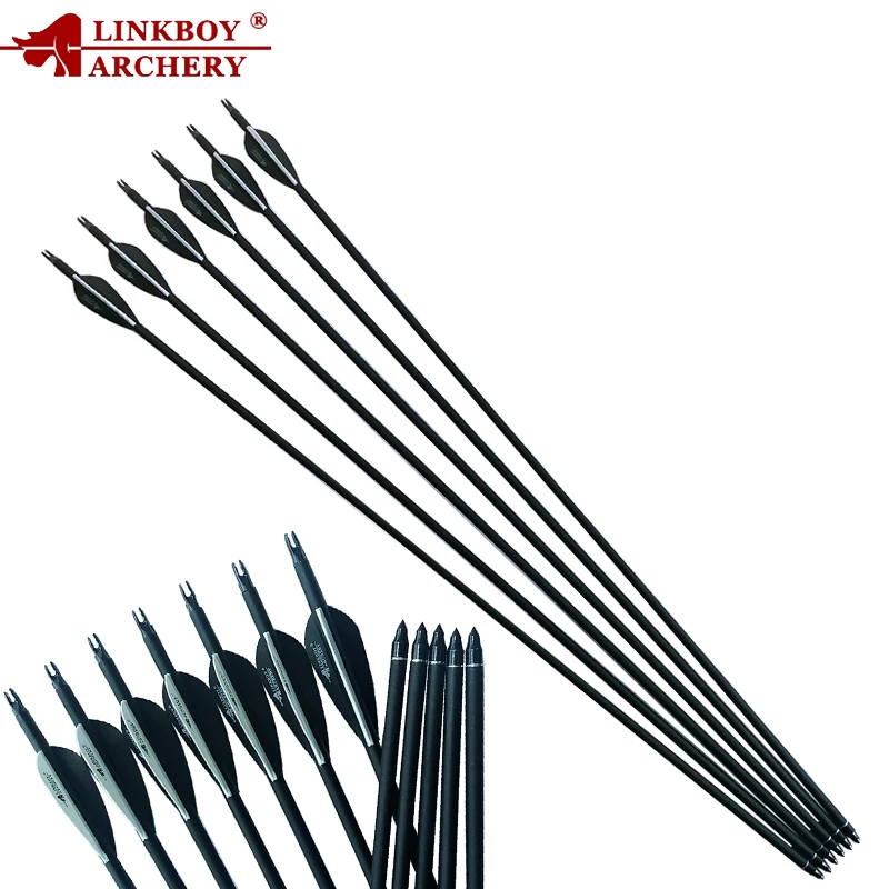 Linkboy стрельба из лука карбоновая стрела 28/30 дюйма Spine500 ID6.2mm 90gr наконечники
