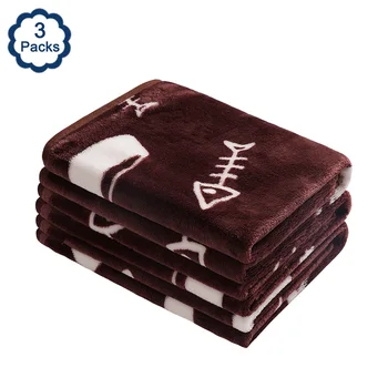 

3 Packs Pet Blanket Bed Mats Super Soft Fluffy Premium Fleece Bowl Fish Print Warm Flannel Throw for Dog Puppy Cat