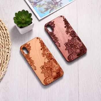 

Vintage Henna Mandala Floral Engraved Wood Phone Case Coque Funda For iPhone 6 6S 6Plus 7 7Plus 8 8Plus XR X XS Max 11 Pro Max
