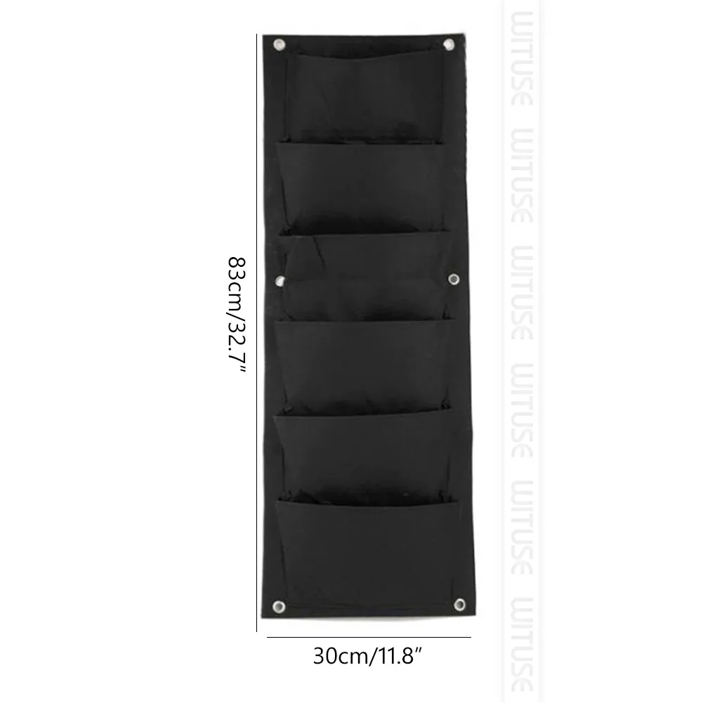 6pockets Black Настенные подвесные садовые сумки, вертикальная сеялка, много карманов для настенного садоводства, цветов на открытом воздухе, комнатных горшков для выращивания - Цвет: 6pockets Black