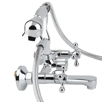 

Bathroom handheld shower head faucet mixer, Wall mounted waterfall shower faucet set Copper bathtub water tap chrome plated